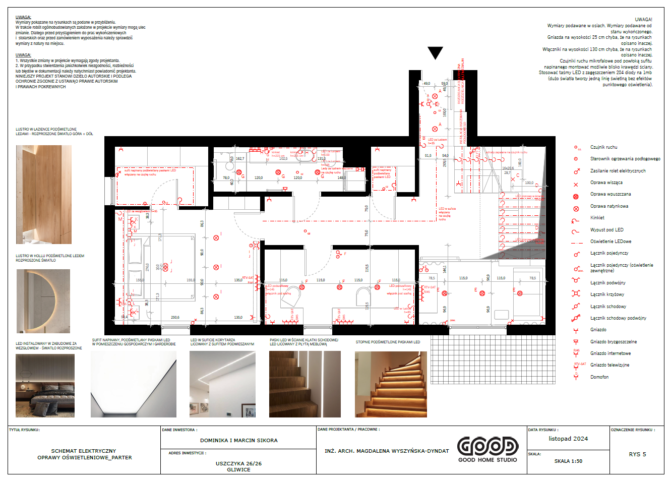 Nowoczesne wnętrze mieszkania z salonem i kuchnią zaprojektowane w ramach projektu wykonawczego